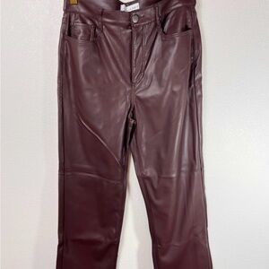 Loft 5 Pocket Faux Leather Pants Burgundy Size 6/26